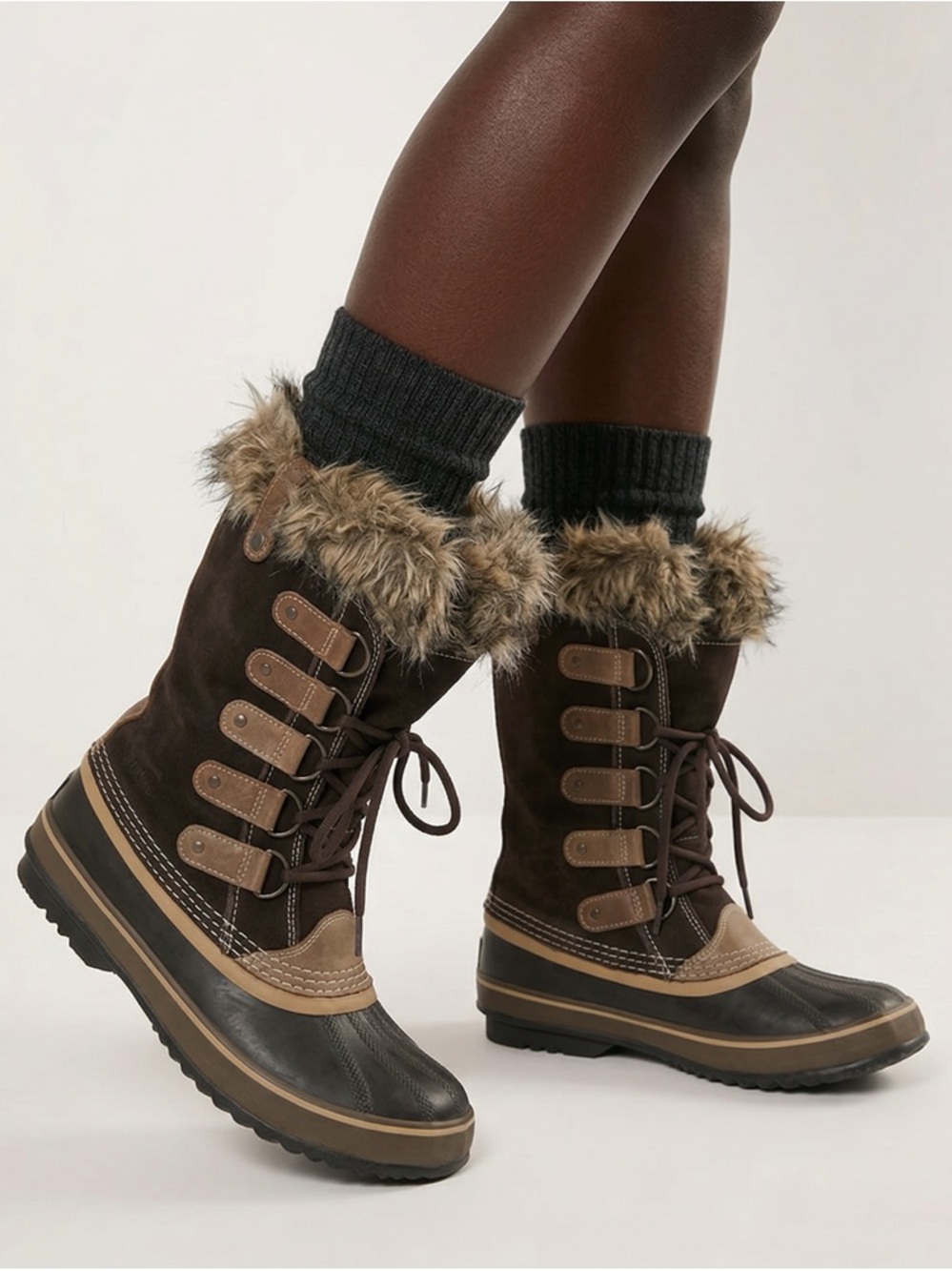 SOREL | Waterproof Removable Faux Fur Winter Boots Brown & Tan Women’s Size 7